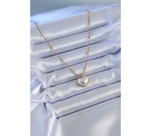 316L Çelik Gold Renk İncili Kalp Model Minimal Top Detay Kadın Kolye 316L Çelik Gold Renk İncili Kalp Model Minimal Top Detay Kadın Kolye