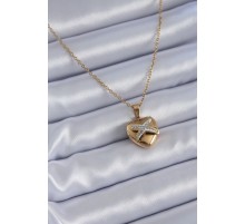 316L Çelik Gold Renk Zirkon Detay Kalp Model Kadın Kolye