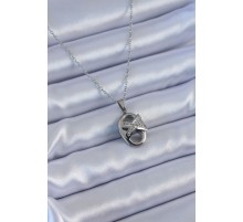 316L Çelik Gümüş Renk Zirkon Taşlı Kadın Kolye