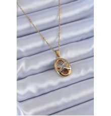 316L Çelik Gold Renk Zirkon Taşlı Kadın Kolye