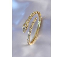 VIP Seri Yılan Model Gold Renk Kadın Kelepçe Bileklik