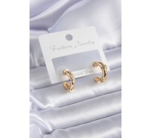 Gold Renk Zirkon Taş Detay Halka Model Pirinç Kadın Küpe