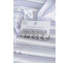 316L Çelik Gümüş Renk Halka Kadın Küpe Seti