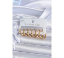 316L Çelik Gold Renk Halka Model Kadın Küpe Seti