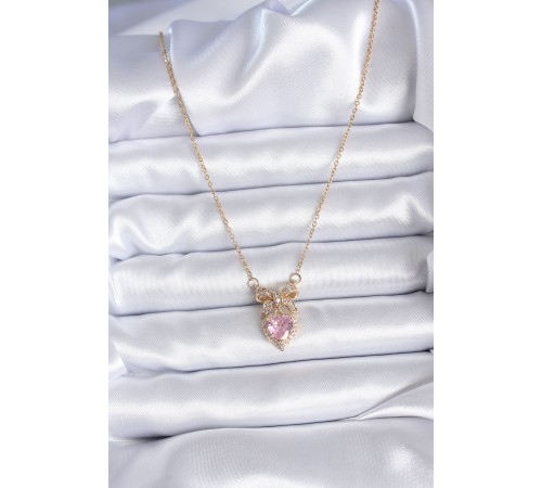 316L Çelik Gold Zincir Pembe Kristal Kalp Model Zirkon Taşlı Kurdele Model Kadın Kolye 316L Çelik Gold Zincir Pembe Kristal Kalp Model Zirkon Taşlı Kurdele Model Kadın Kolye