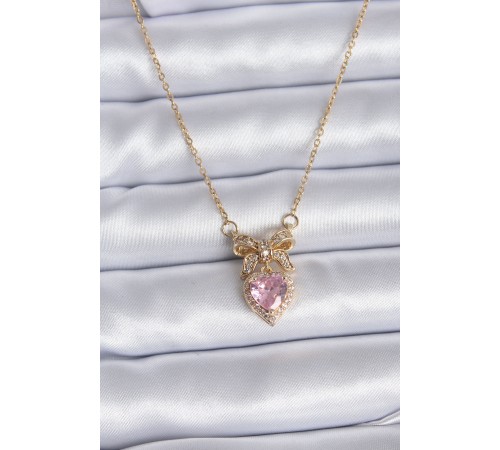 316L Çelik Gold Zincir Pembe Kristal Kalp Model Zirkon Taşlı Kurdele Model Kadın Kolye 316L Çelik Gold Zincir Pembe Kristal Kalp Model Zirkon Taşlı Kurdele Model Kadın Kolye