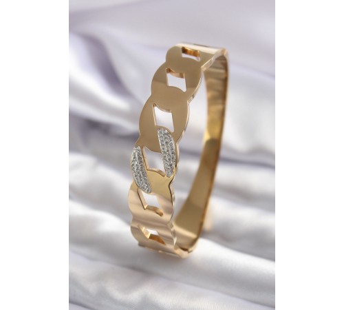 316L Çelik Gold Renk Zincir Model Zirkon Taş Detay Kadın Kelepçe 316L Çelik Gold Renk Zincir Model Zirkon Taş Detay Kadın Kelepçe