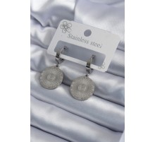 316L Çelik Gümüş Renk İşleme Detay Kadın Küpe