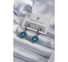 316L Çelik Gümüş Renk Geometrik Model Zirkon Taş Detay Kadın Küpe