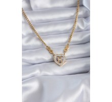 316L Çelik Gold Renk Zirkon Taşlı Kalp Model Sonsuzluk Detay Kadın Kolye