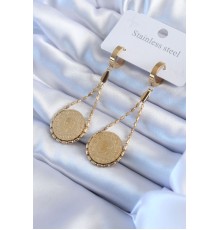 316L Çelik Gold Renk Çeyrek Model Kadın Küpe