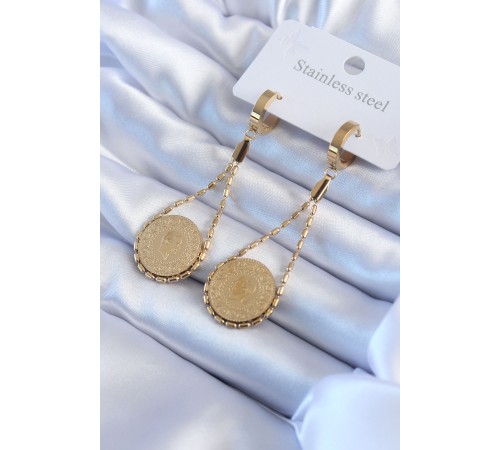316L Çelik Gold Renk Çeyrek Model Kadın Küpe 316L Çelik Gold Renk Çeyrek Model Kadın Küpe