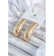 Gold Renk İşleme Detay Pirinç Kadın Küpe