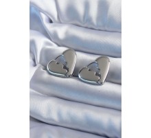 Gümüş Renk Kırık Kalp Model Pirinç Kadın Küpe