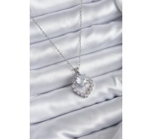 316L Çelik Zincir Gümüş Renk Zirkon Taşlı Kalp Model Kadın Kolye