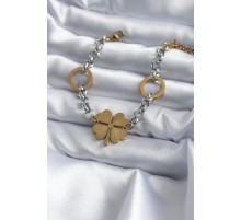 316L Çelik Mix Renk Zincir Model Yonca Figür Kadın Bileklik