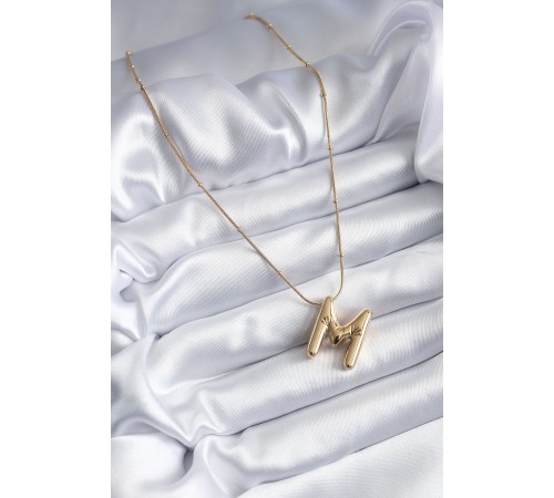 316L Çelik Gold Renk Bubble "M" Harf Model Kadın Kolye 316L Çelik Gold Renk Bubble "M" Harf Model Kadın Kolye