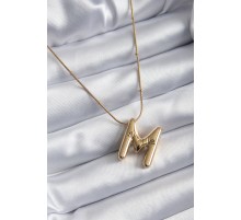 316L Çelik Gold Renk Bubble "M" Harf Model Kadın Kolye