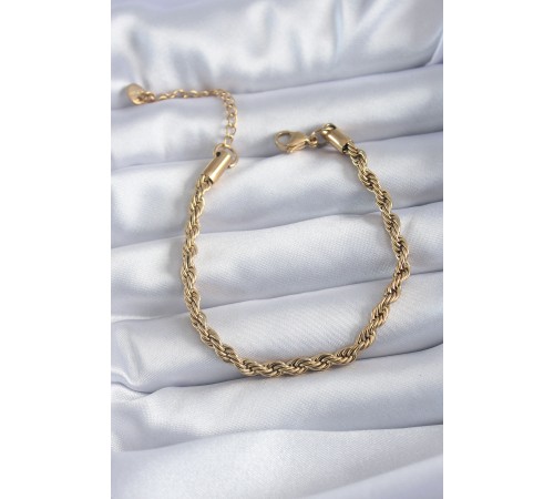 316L Çelik Gold Renk Burgu Model Kadın Bileklik