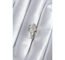 Pirinç Gümüş Renk Zirkon Taşlı Kalp Charm Model Kadın Yüzük