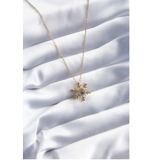 316L Çelik Gold Renk Zirkon Taşlı Kar Tanesi Projeksiyon Model Kadın Kolye