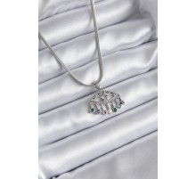 316L Çelik Gümüş Renk İtalyan Zincir Zirkon Taşlı Göz Figür Kadın Kolye