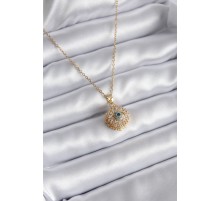 316L Çelik Gold Renk Zirkon Taşlı Göz Model Kadın Kolye