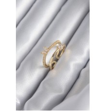 Pirinç Gold Renk Zirkon Taş Detay Kelebek Model Kadın Yüzük