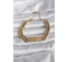 316L Çelik Gold Renk İsim Yazılabilir Plaka Model Kadın Bileklik