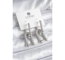 Pirinç Gümüş Renk Zirkon Taşlı Model VIP Seri Kadın Küpe