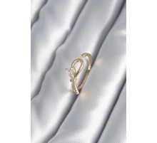 Pirinç Gold Renk Zirkon Taş Detay Kurdele Model Kadın Yüzük