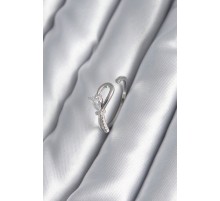 Pirinç Gümüş Renk Zirkon Taş Detay Kurdele Model Kadın Yüzük