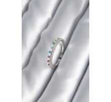 Pirinç Gümüş Renk Zirkon Taş Detay Kadın Yüzük