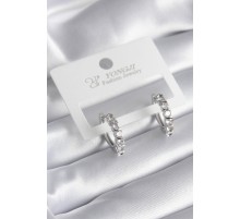 Pirinç Gümüş Renk Zirkon Taşlı Halka Model Kadın Küpe