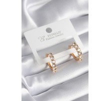 Pirinç Gold Renk Zirkon Taşlı Halka Model Kadın Küpe