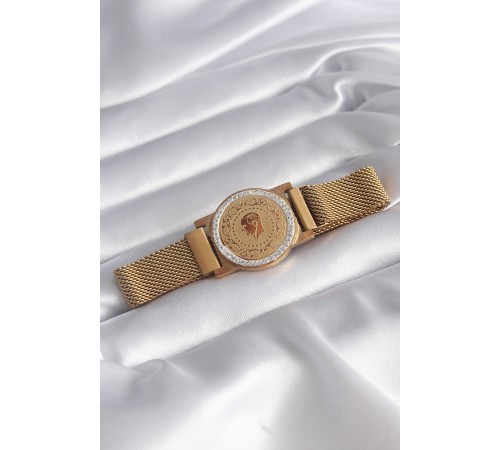 316L Çelik Gold Renk Mıknatıslı Hasır Zirkon Taşlı Çeyrek Altın Model Kadın Bileklik 316L Çelik Gold Renk Mıknatıslı Hasır Zirkon Taşlı Çeyrek Altın Model Kadın Bileklik