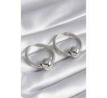 Pirinç Gümüş Renk Halka Top Model Kadın Küpe