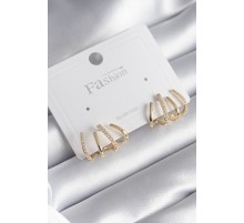 Pirinç Gümüş Renk Zirkon Taşlı Çatal Model Kadın Küpe