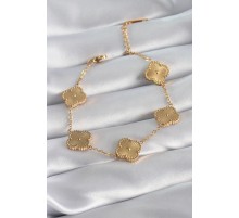 316L Çelik Gold Renk Yonca Model İşleme Detay Kadın Bileklik