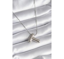 316L Çelik Gümüş Renk Bubble "T" Harf Model Kadın Kolye