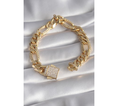 Gold Renk Zirkon Taşlı Zincir VIP Exclusive Seri Gurmet Model Kadın Gold Renk Zirkon Taşlı Zincir VIP Exclusive Seri Gurmet Model Kadın