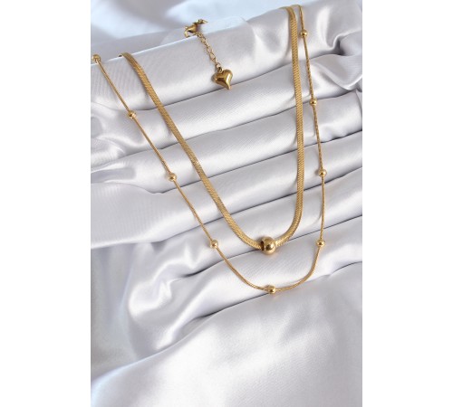 316L Çelik Gold Renk İtalyan Zincir Model Topçuk Detay Kadın Kolye 316L Çelik Gold Renk İtalyan Zincir Model Topçuk Detay Kadın Kolye