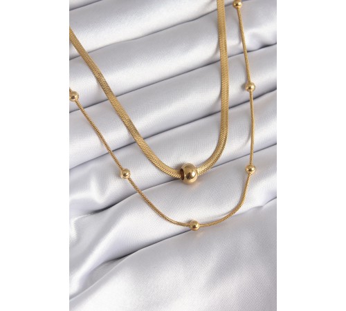 316L Çelik Gold Renk İtalyan Zincir Model Topçuk Detay Kadın Kolye 316L Çelik Gold Renk İtalyan Zincir Model Topçuk Detay Kadın Kolye