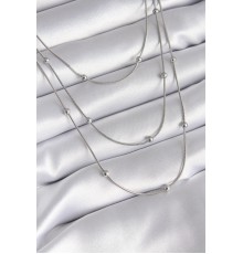 316L Çelik Gümüş Renk 3'lü Topçuk Detay Kadın Kolye