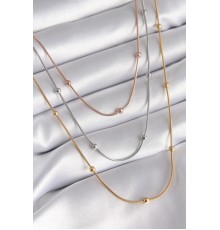 316L Çelik Mix Renk 3'lü Topçuk Detay Kadın Kolye