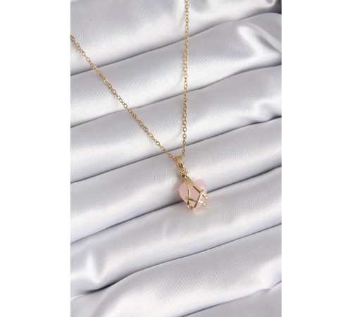 316L Çelik Gold Renk Pembe Kalp Model Kadın Kolye 316L Çelik Gold Renk Pembe Kalp Model Kadın Kolye