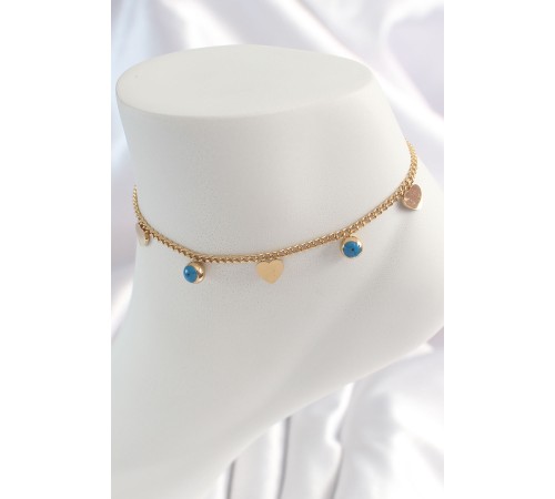 316L Çelik Gold Renk Zincir Model Kalp Figür Nazar Boncuk Detay Kadın HalHal 316L Çelik Gold Renk Zincir Model Kalp Figür Nazar Boncuk Detay Kadın HalHal