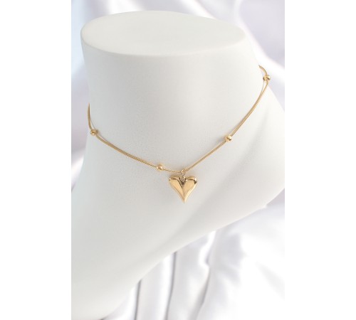 316L Çelik Gold Renk Minimal Topçuk Detay Kalp Figür Kadın HalHal 316L Çelik Gold Renk Minimal Topçuk Detay Kalp Figür Kadın HalHal