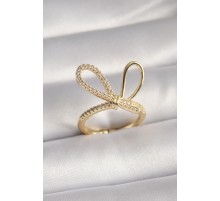 Gold Renk Zirkon Taşlı Düğüm Model Kadın Yüzük