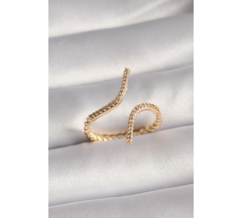 Pirinç Gold Renk Zirkon Taşlı Kadın Yüzük